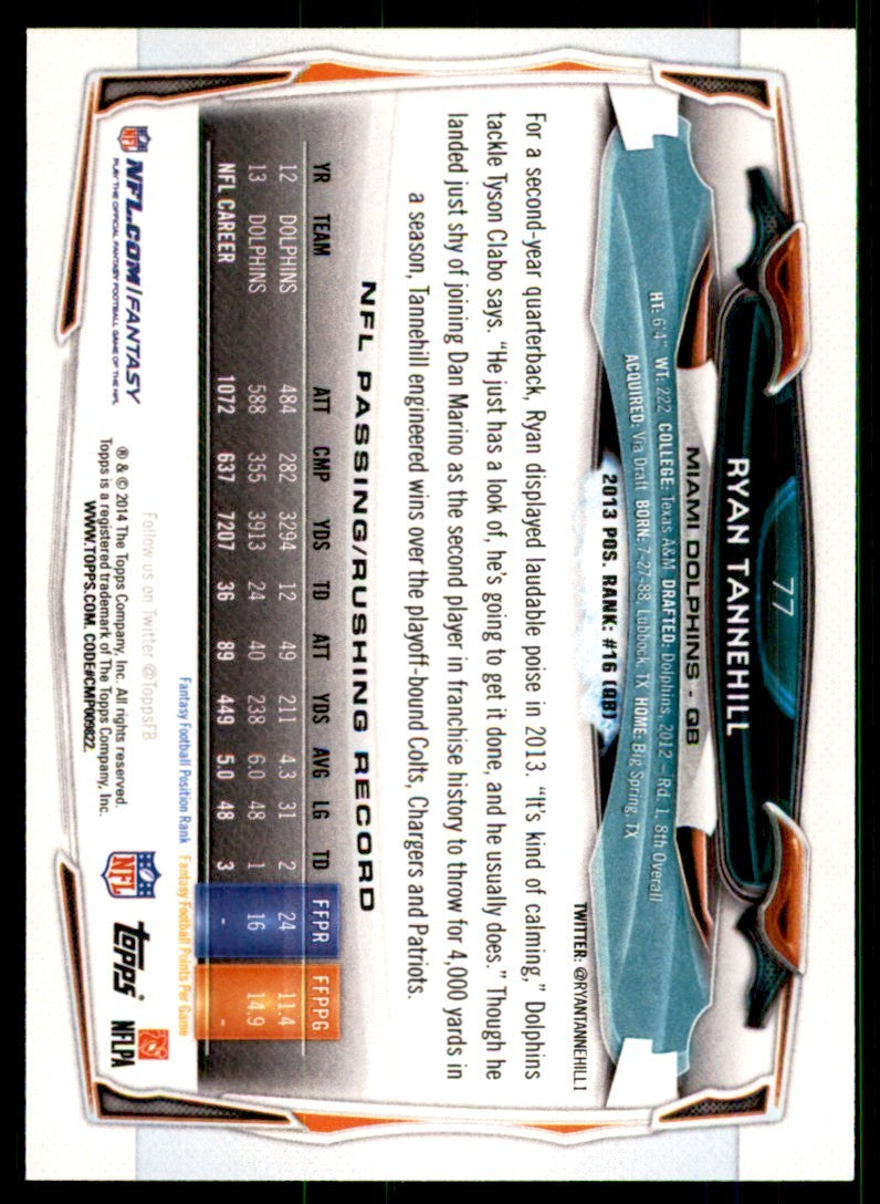 2014 Topps: Ryan Tannehill Football Cards #77