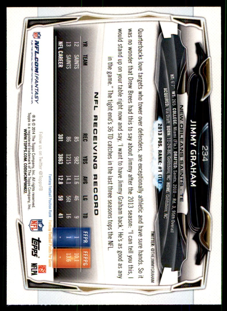 2014 Topps' Jimmy Graham Football Cards #234