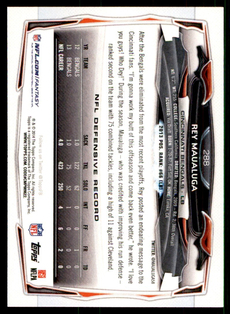 2014 Topps' Rey Maualuga Football Cards #288