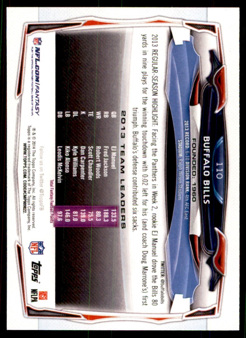 2014 Topps' Buffalo Bills  Football Cards #110