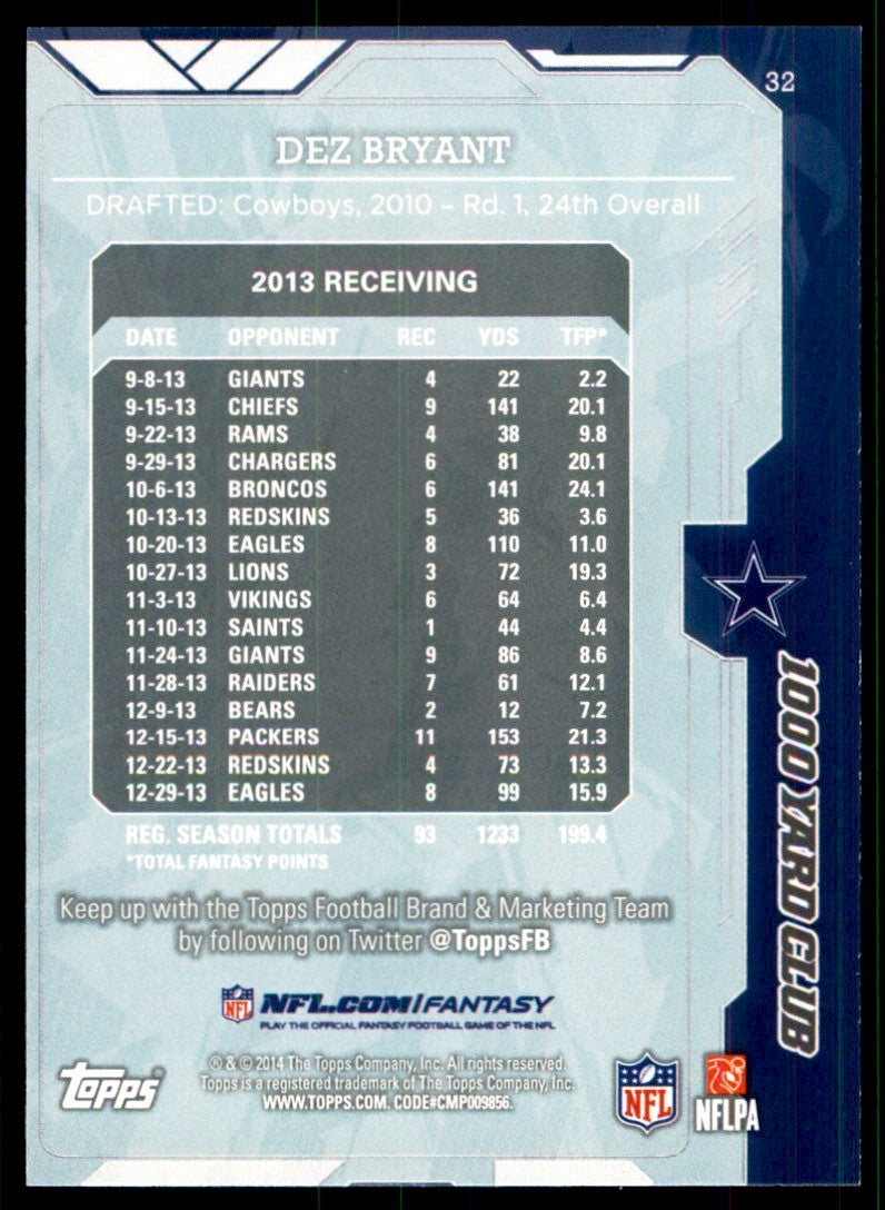 2014 Topps' Dez Bryant Football Cards #32