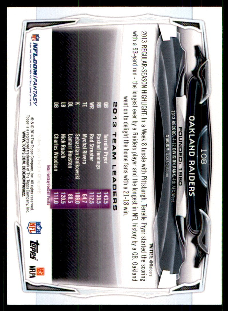2014 Topps' Oakland Raiders  Football Cards #108