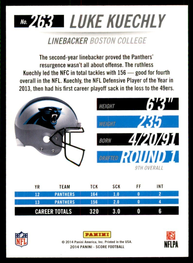 2014 Score Luke Kuechly Football Cards #263