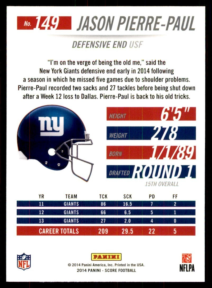 2014 Score Jason Pierre-Paul Football Cards #149