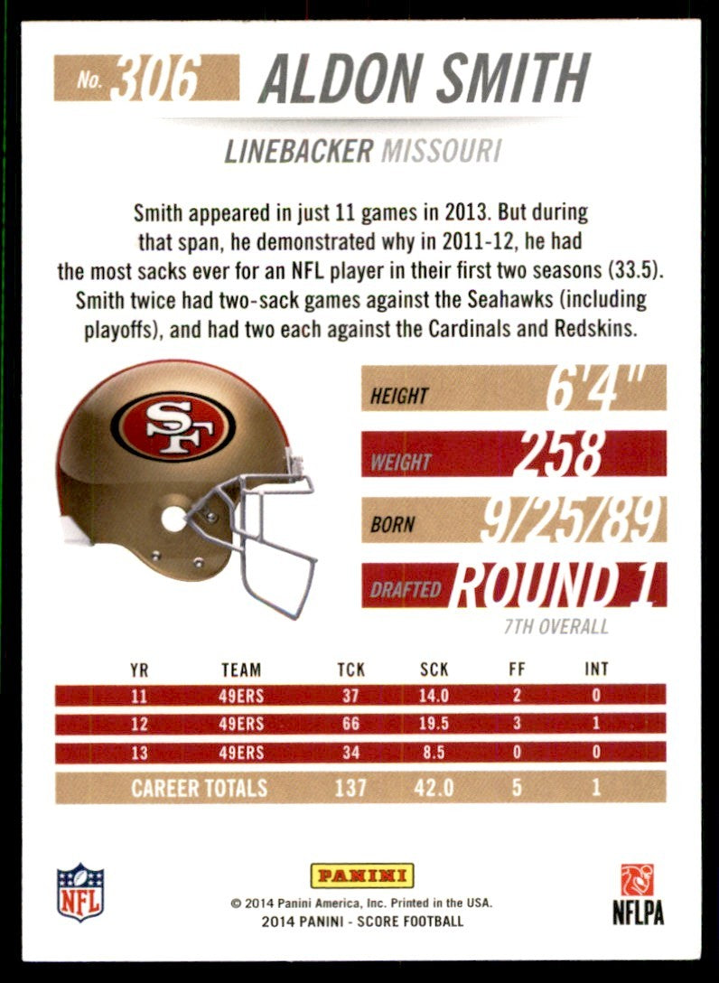 2014 Score Aldon Smith B Football Cards #306