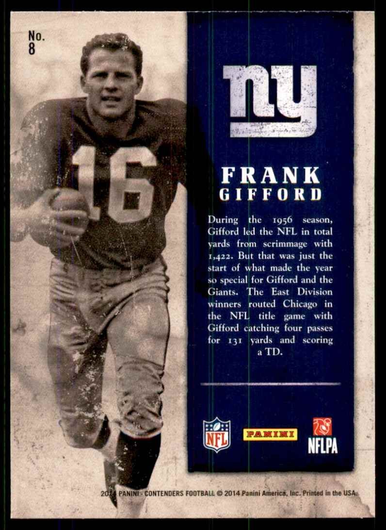 2014 Panini Contenders Frank Gifford Football Cards #8