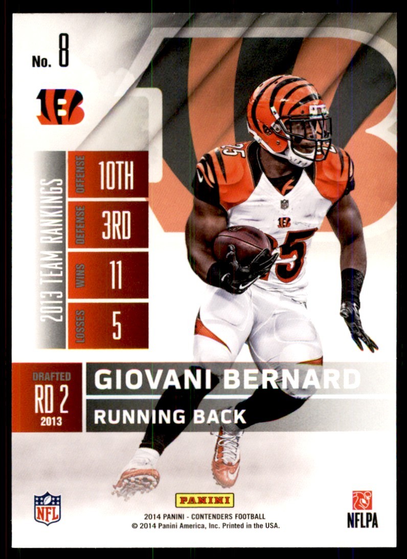 2014 Panini Contenders Giovani Bernard A Football Cards #8