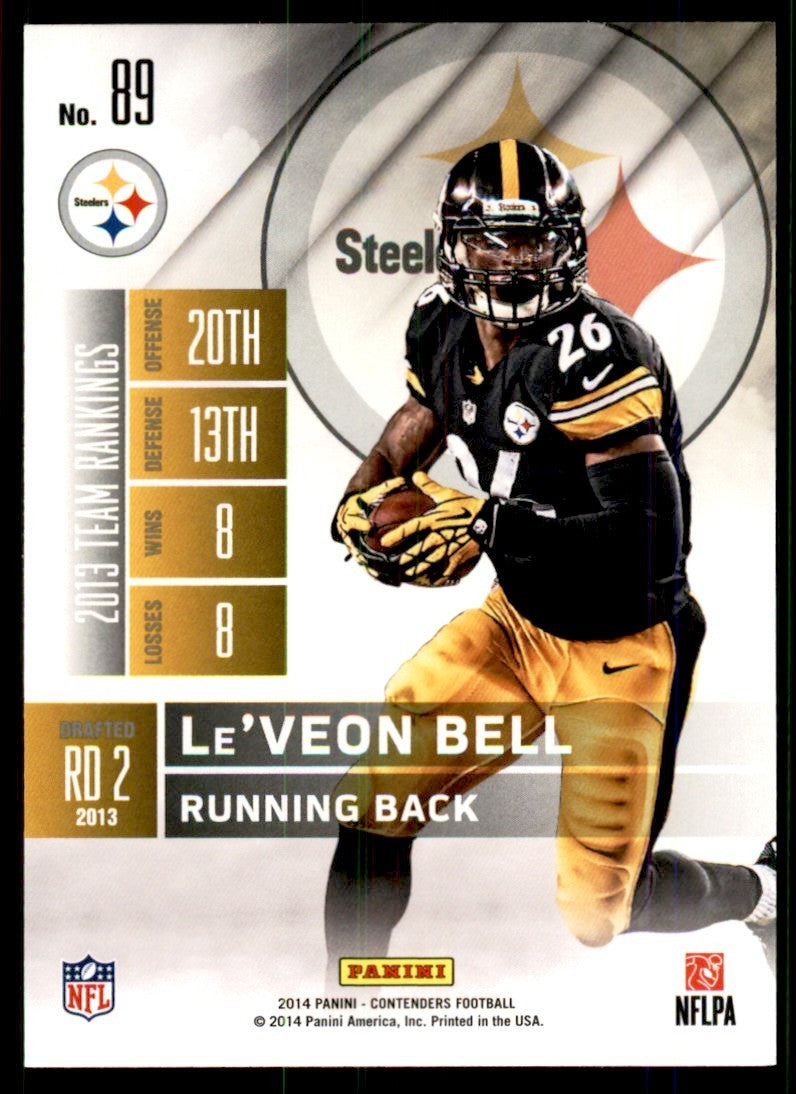 2014 Panini Contenders Le'Veon Bell A Football Cards #89