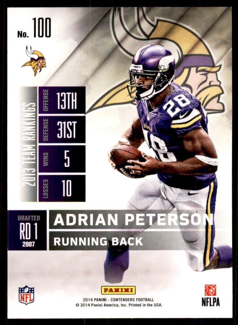 2014 Panini Contenders Adrian Peterson B Football Cards #100