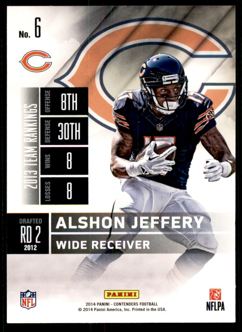 2014 Panini Contenders Alshon Jeffery A Football Cards #6