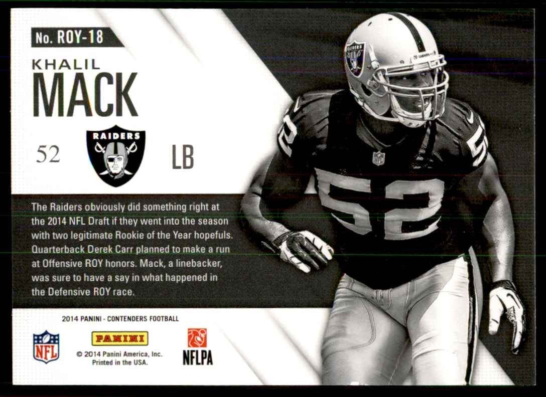 2014 Panini Contenders. Khalil Mack Rookie Football Cards #ROY-18