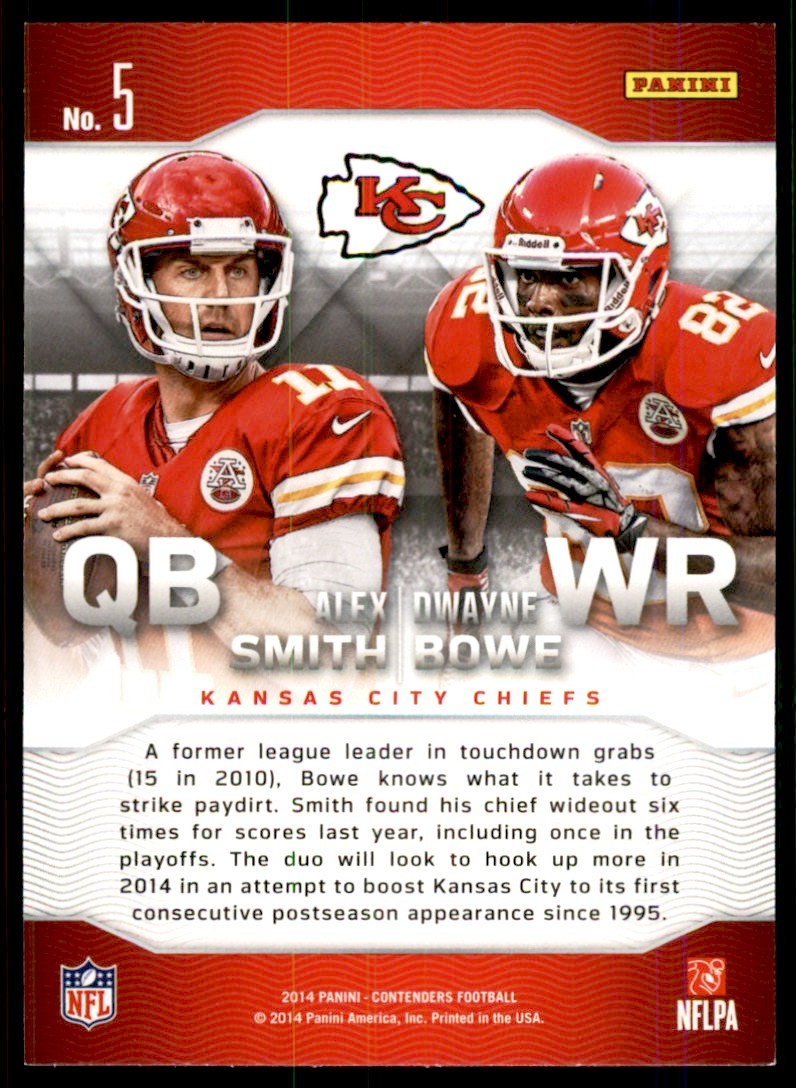 2014 Panini Contenders. Alex Smith/Dwayne Bowe Football Cards #5