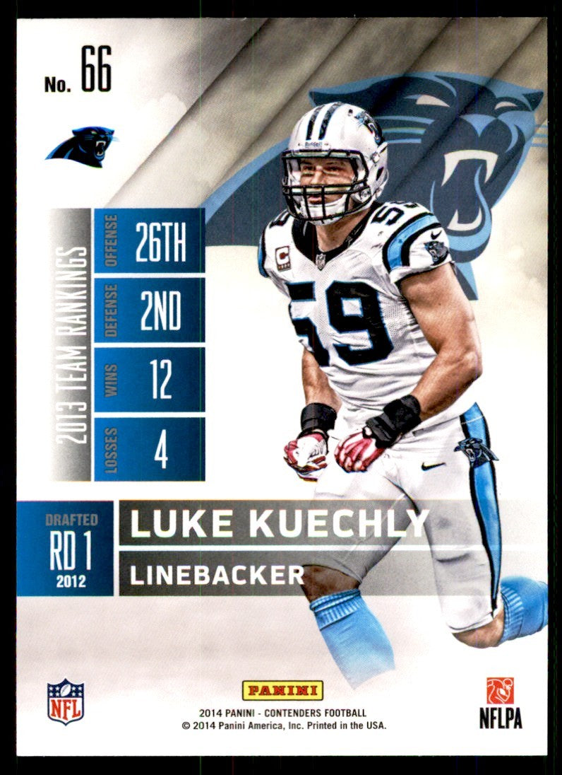 2014 Panini Contenders. Luke Kuechly Football Cards #66