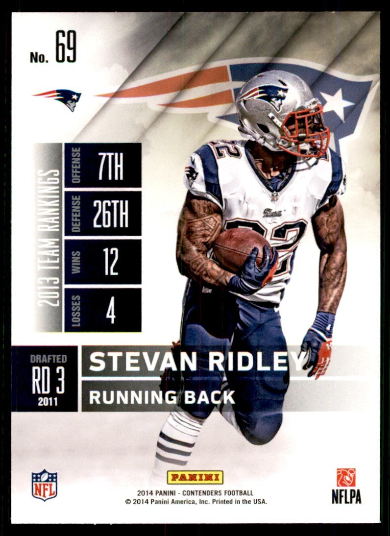2014 Panini Contenders. Stevan Ridley A Football Cards #69