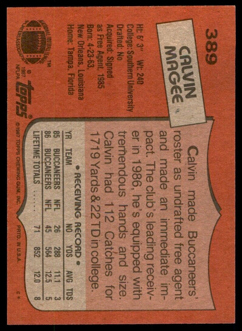 1987 Topps Calvin Magee Football Cards #389
