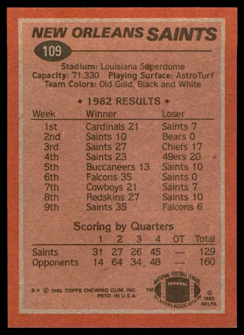 1983 Topps George Rogers Football Cards #109