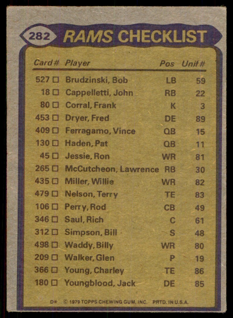 1979 Topps Cullen Bryant/Willie Miller/Rod Perry/Pat Thomas/Larry Brooks