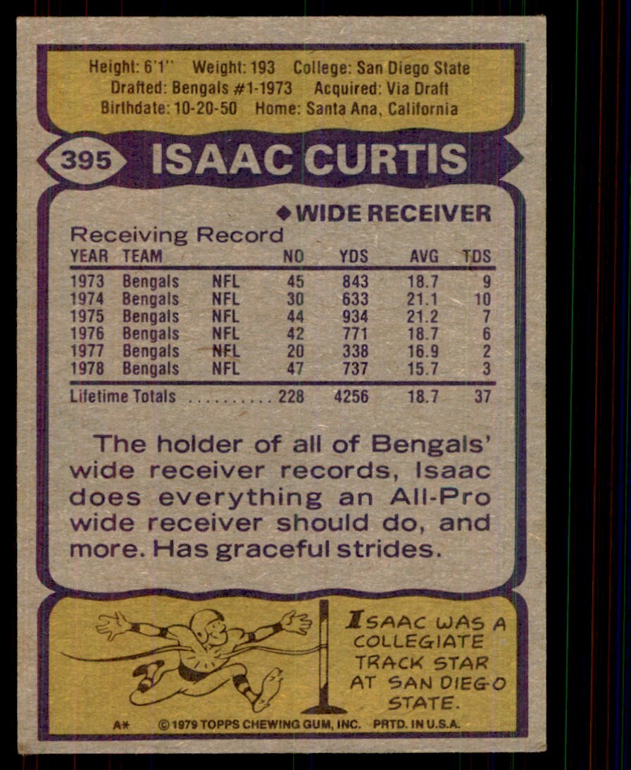 1979 Topps Isaac Curtis Football Card #395