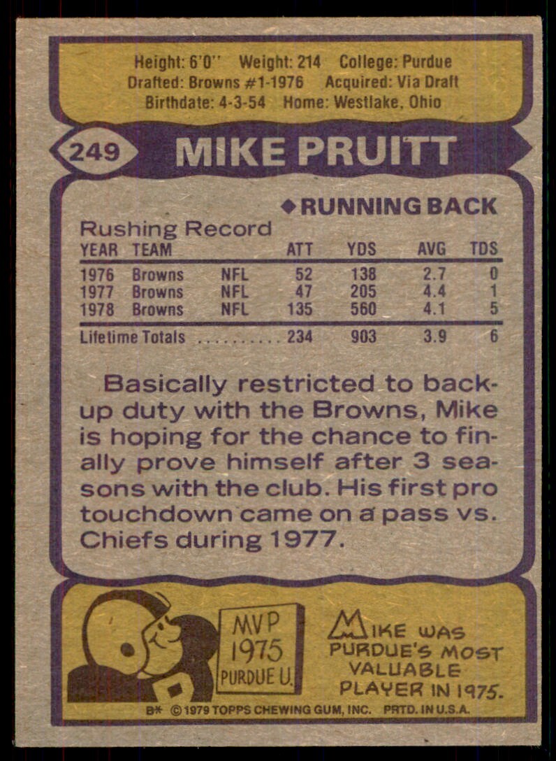 1979 Topps Mike Pruitt Football Card #249
