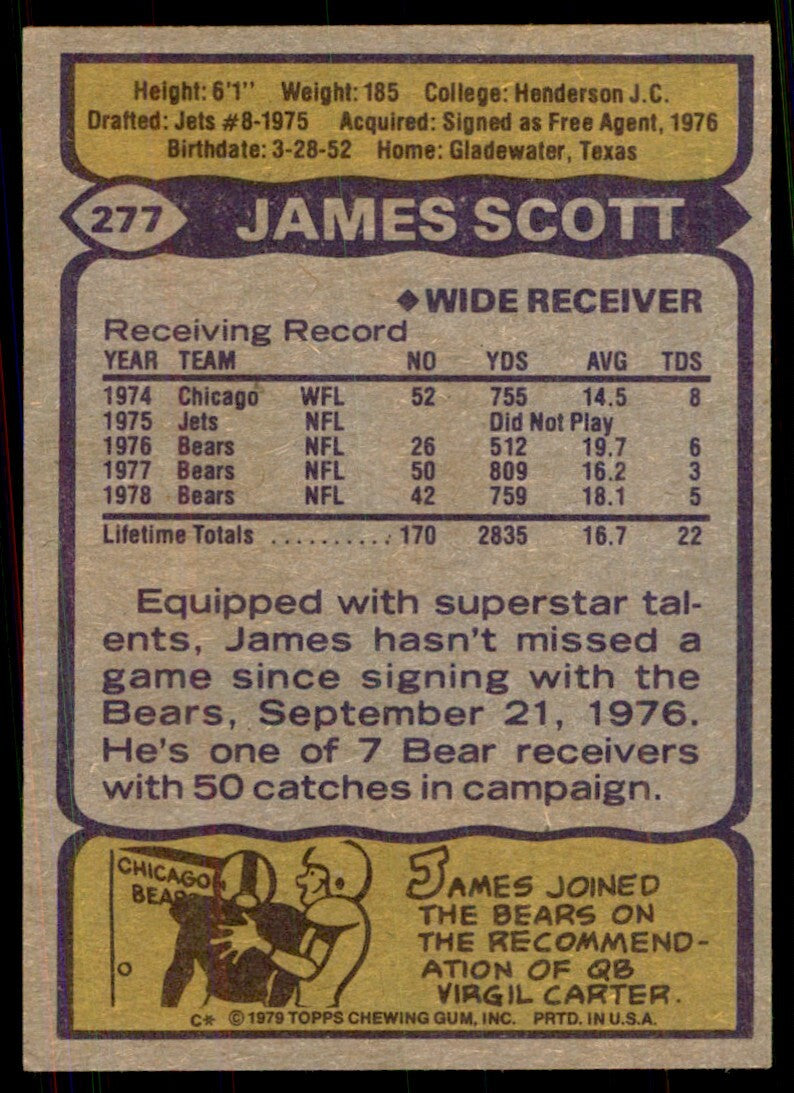 1979 Topps James Scott Football Card #277