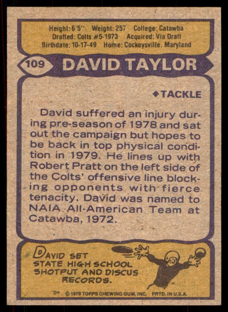 1979 Topps David Taylor Football Card #109