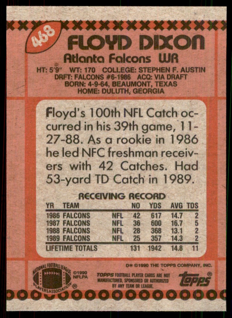 1990 Topps Floyd Dixon Football Cards #468