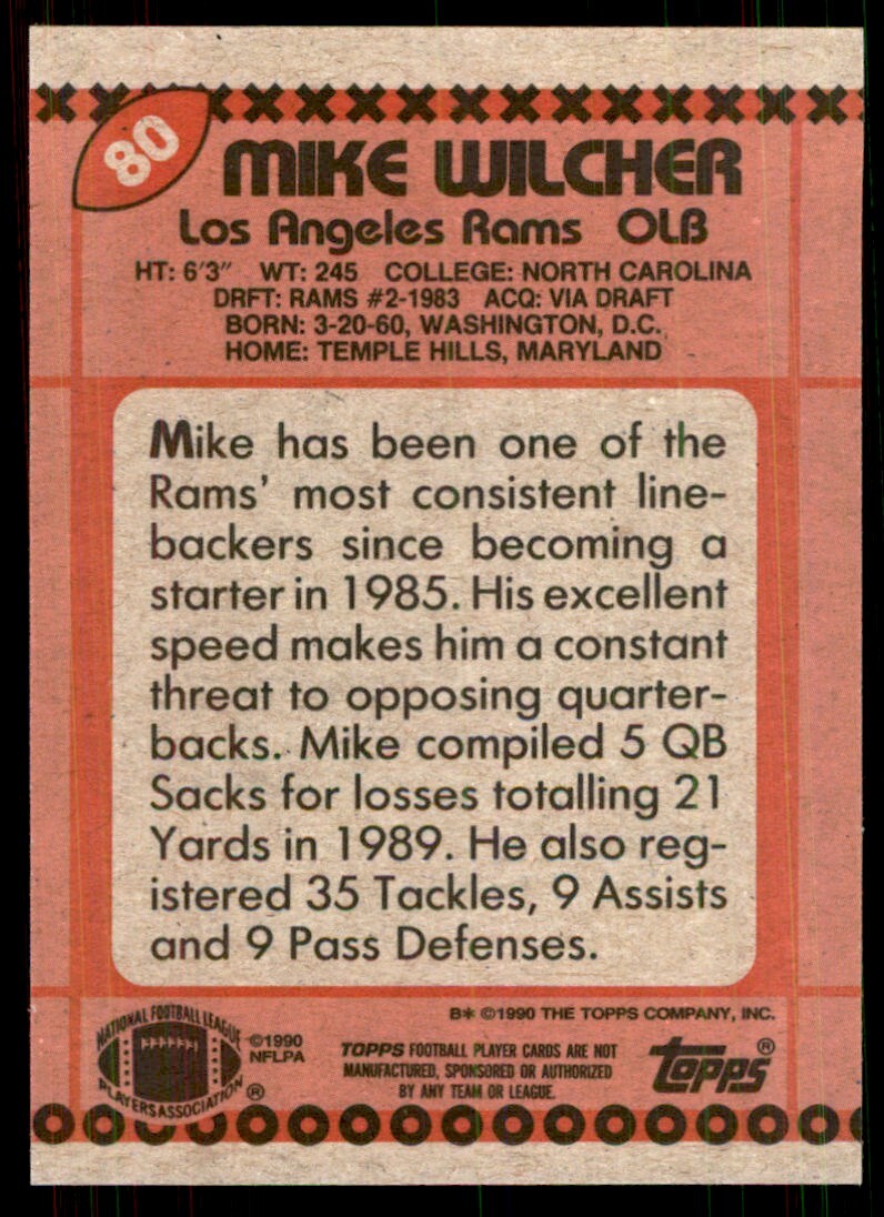 1990 Topps Mike Wilcher Football Cards #80