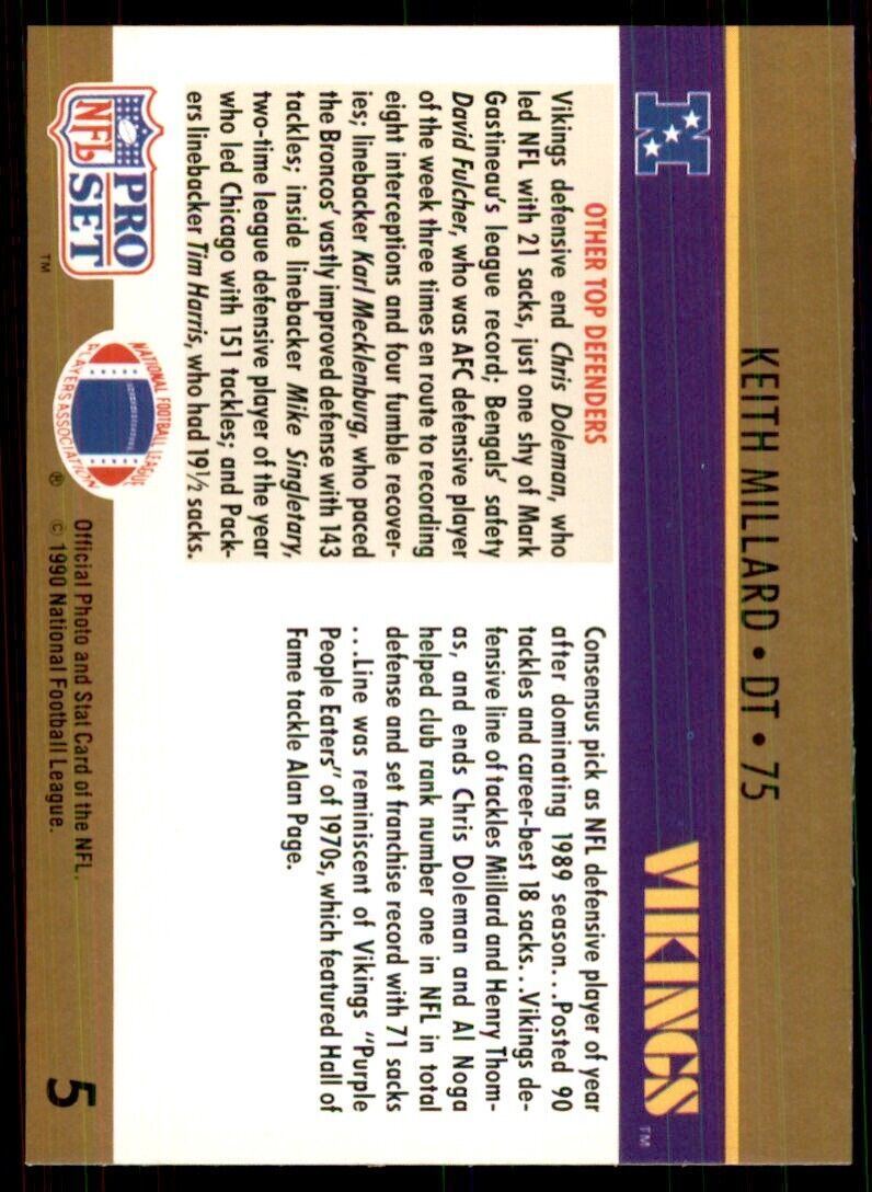 1990 Pro Set Keith Millard Football Cards #5