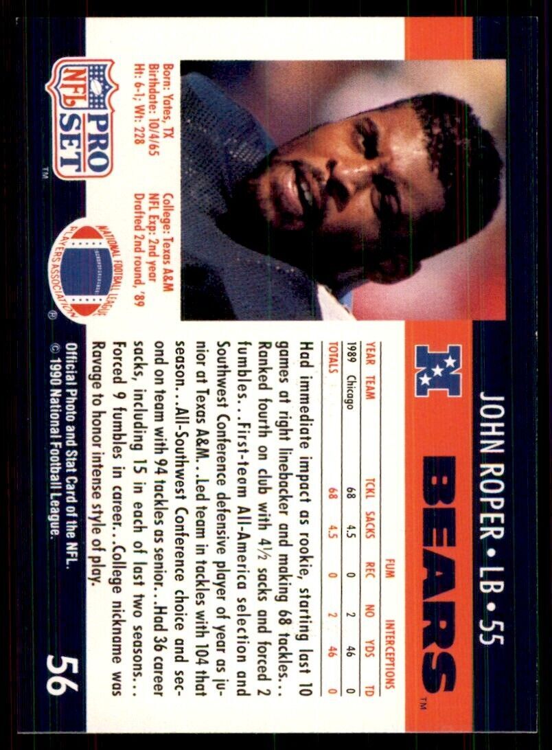 1990 Pro Set John Roper Football Cards #56