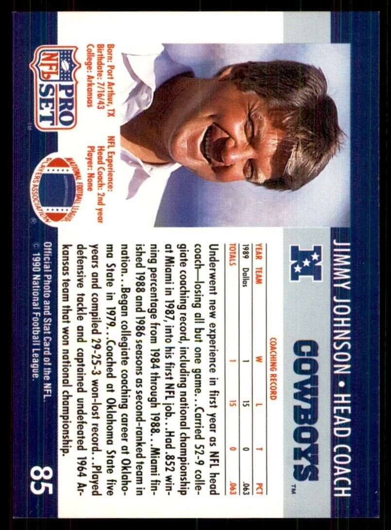 1990 Pro Set Jimmy Johnson Football Cards #85