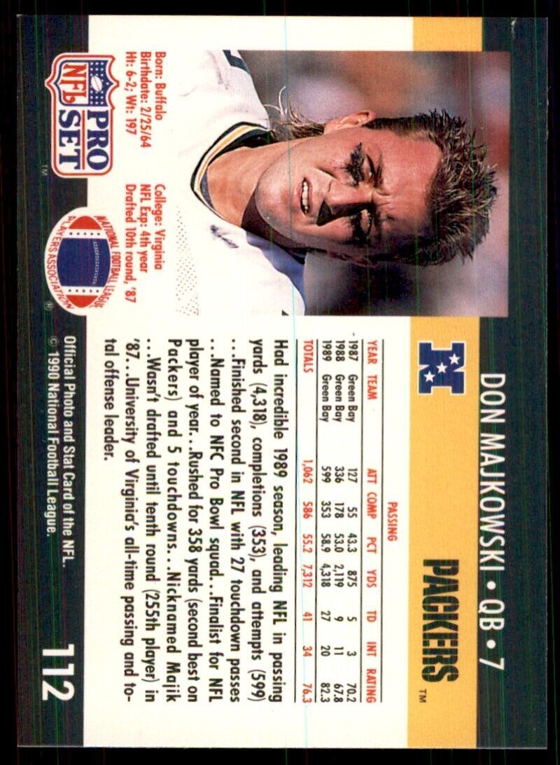 1990 Pro Set Don Majkowski Football Cards #112