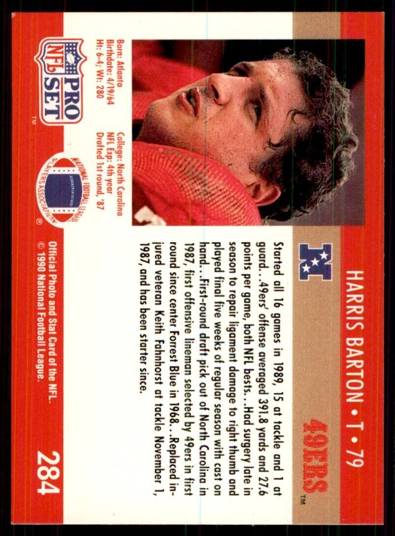 1990 Pro Set Harris Barton Football Cards #284