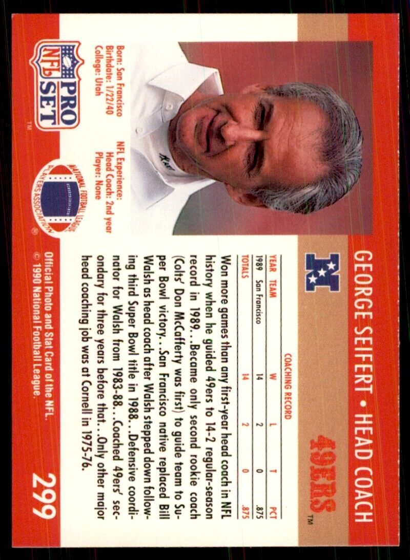 1990 Pro Set George Seifert Football Cards #299