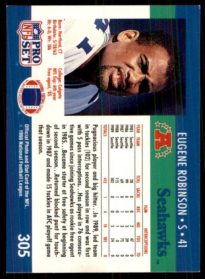 1990 Pro Set Eugene Robinson Football Cards #305