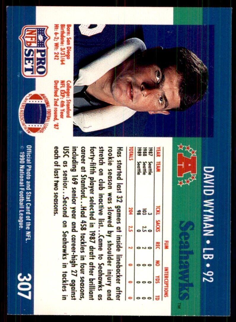 1990 Pro Set David Wyman Football Cards #307