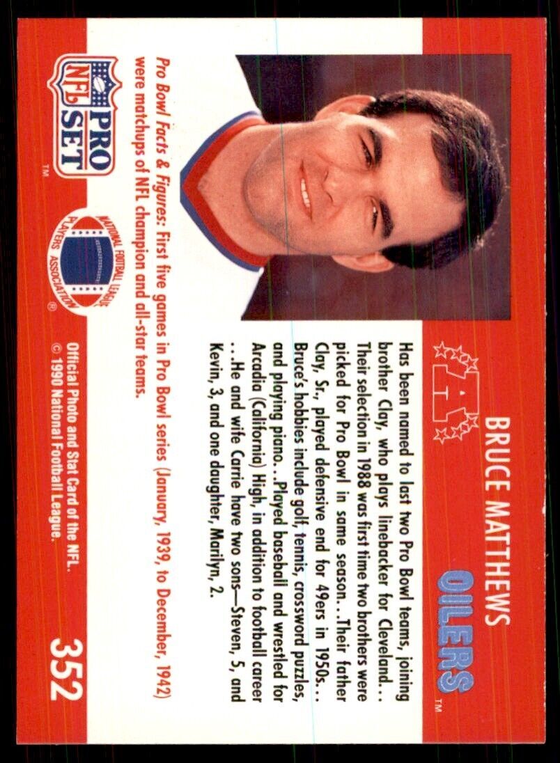 1990 Pro Set Bruce Matthews Football Cards #352