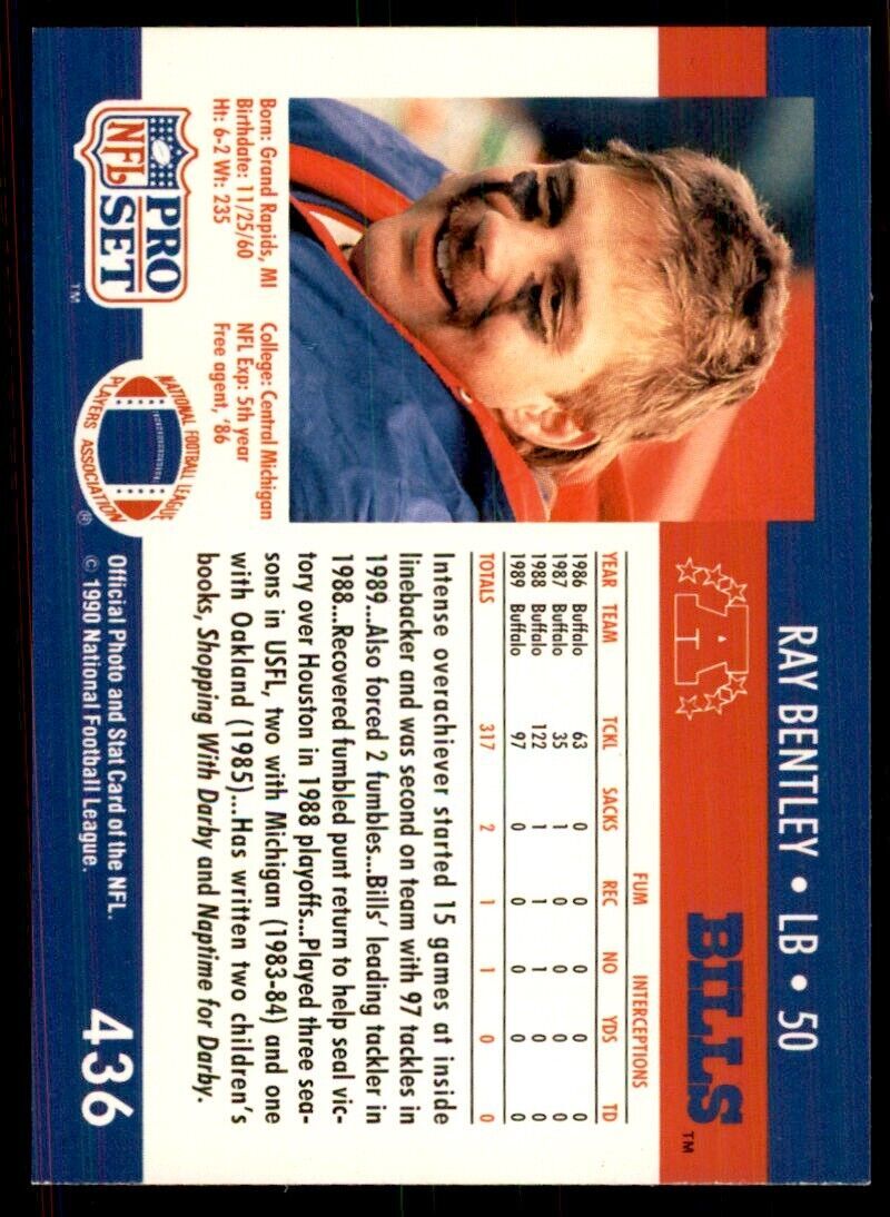 1990 Pro Set Ray Bentley Football Cards #436