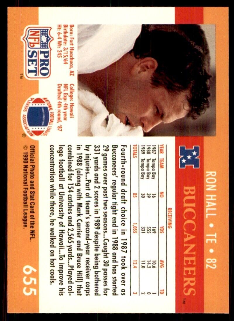 1990 Pro Set Ron Hall Football Cards #655