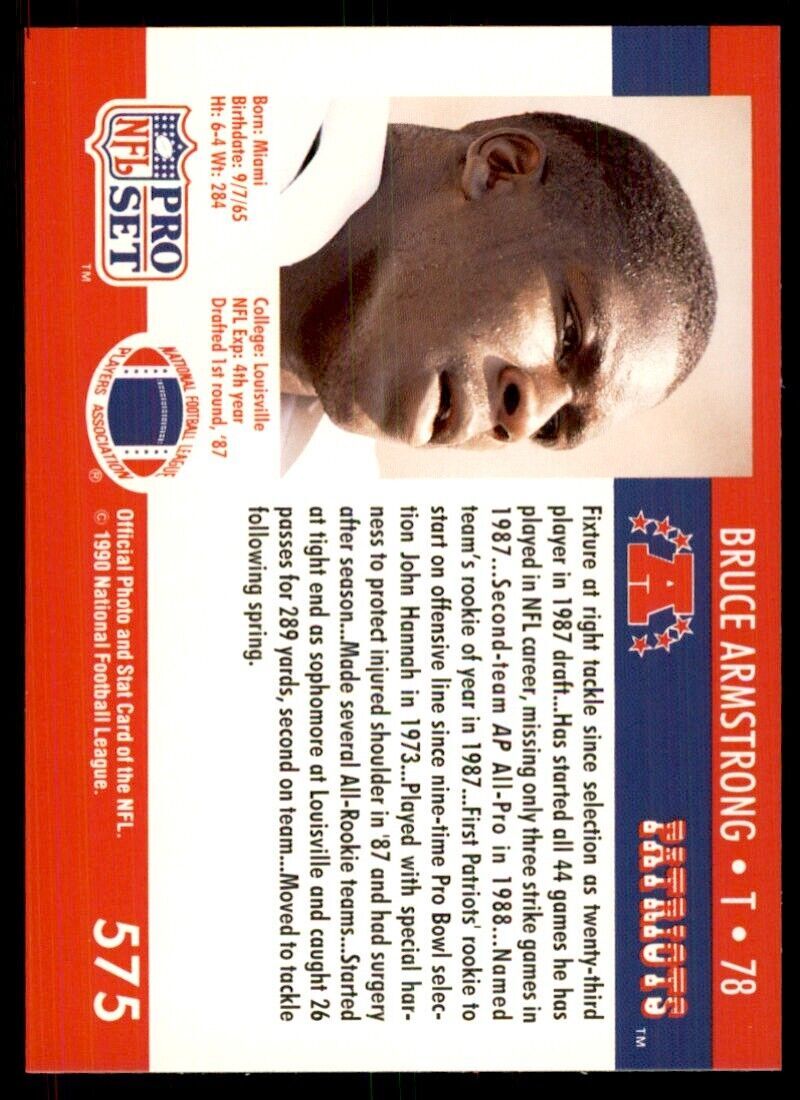 1990 Pro Set Bruce Armstrong Football Cards #575
