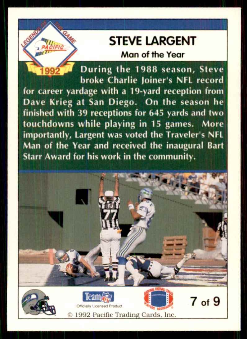 1992 Pacific Steve Largent Football Cards #7