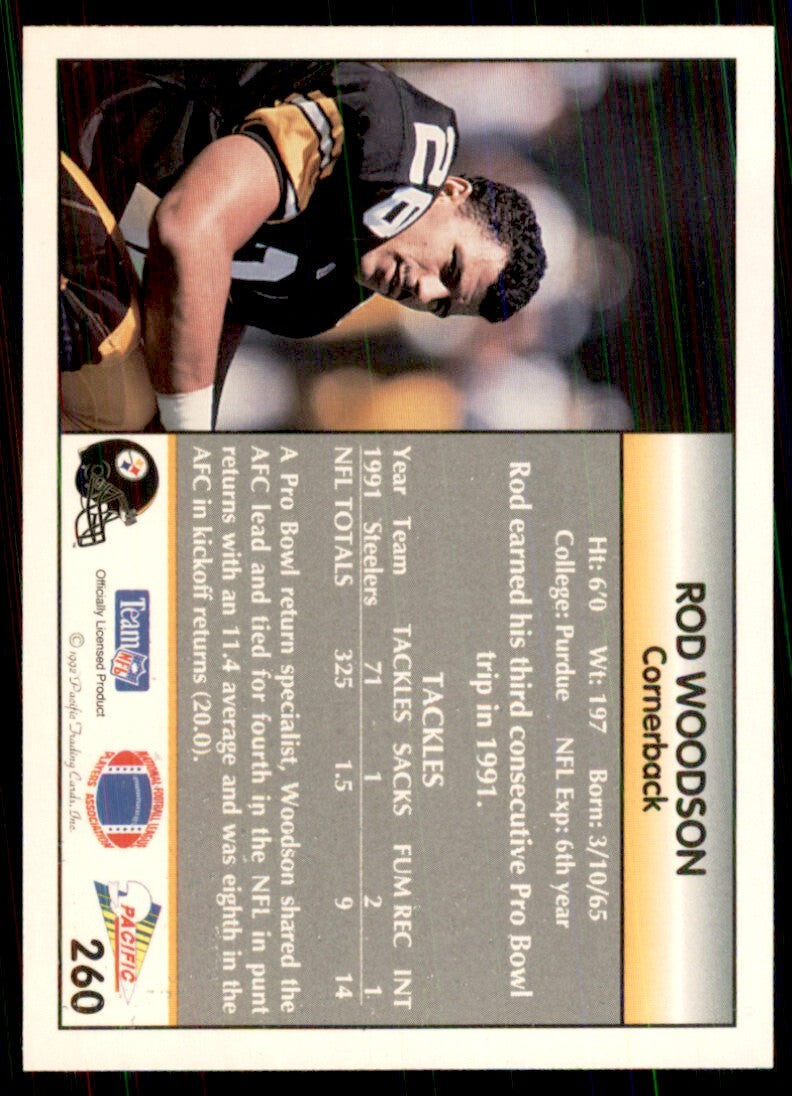 1992 Pacific Rod Woodson Football Cards #260