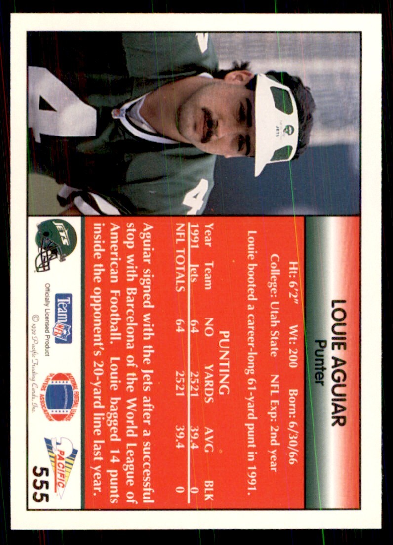 1992 Pacific Louie Aguiar Football Cards #555