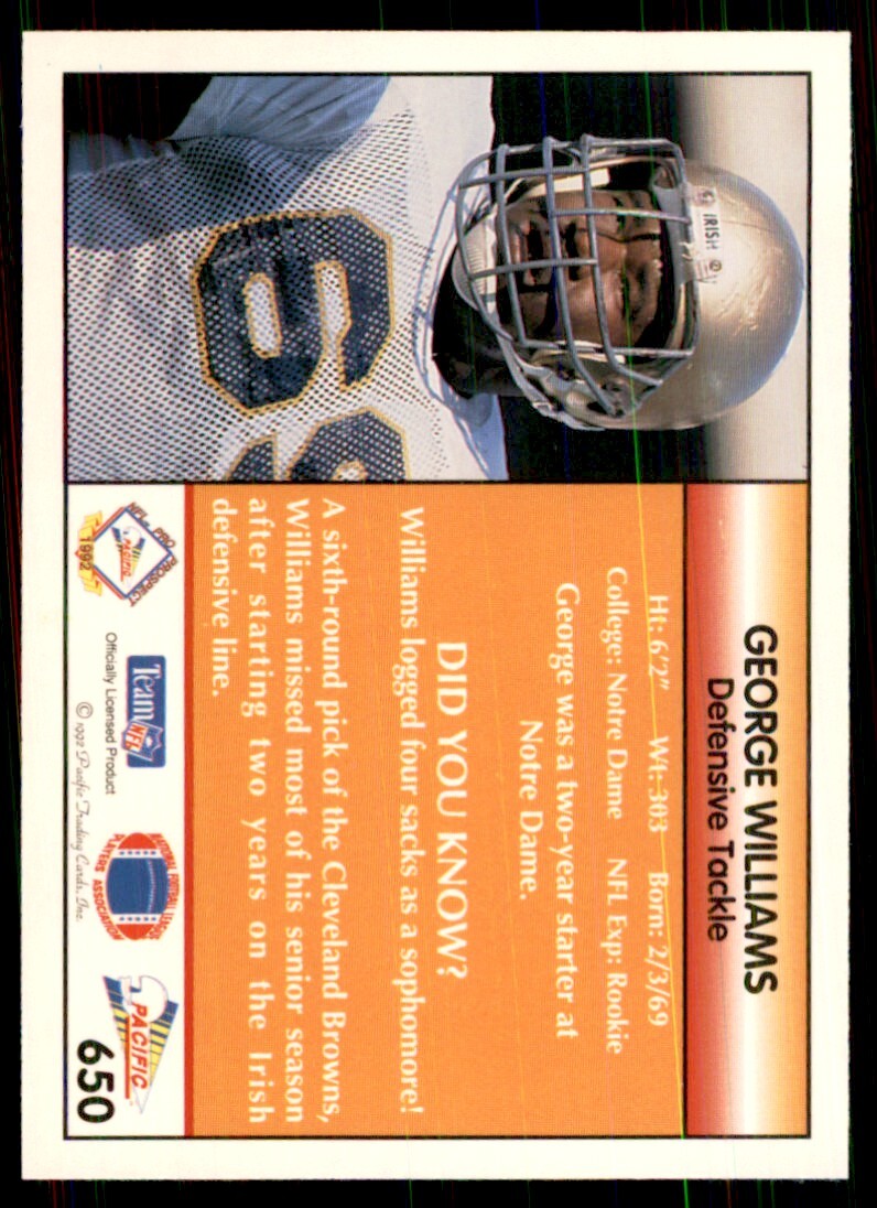 1992 Pacific George Williams Football Cards #650