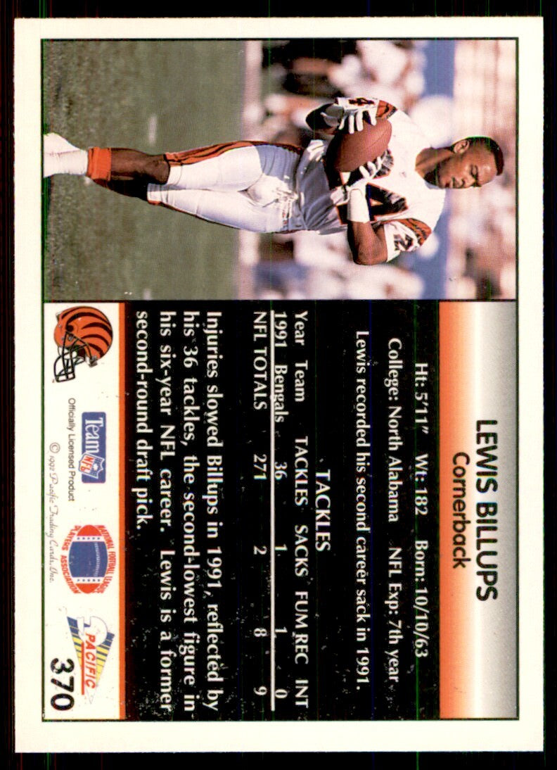 1992 Pacific Lewis Billups Football Cards #370