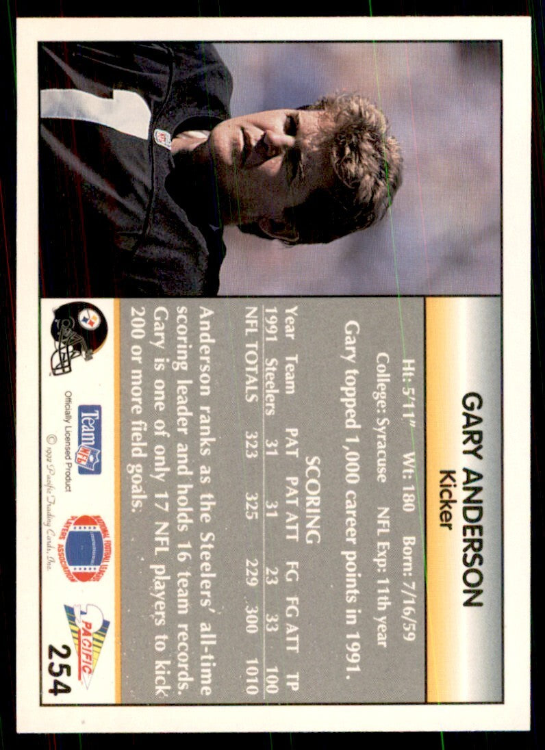 1992 Pacific Gary Anderson Football Cards #254