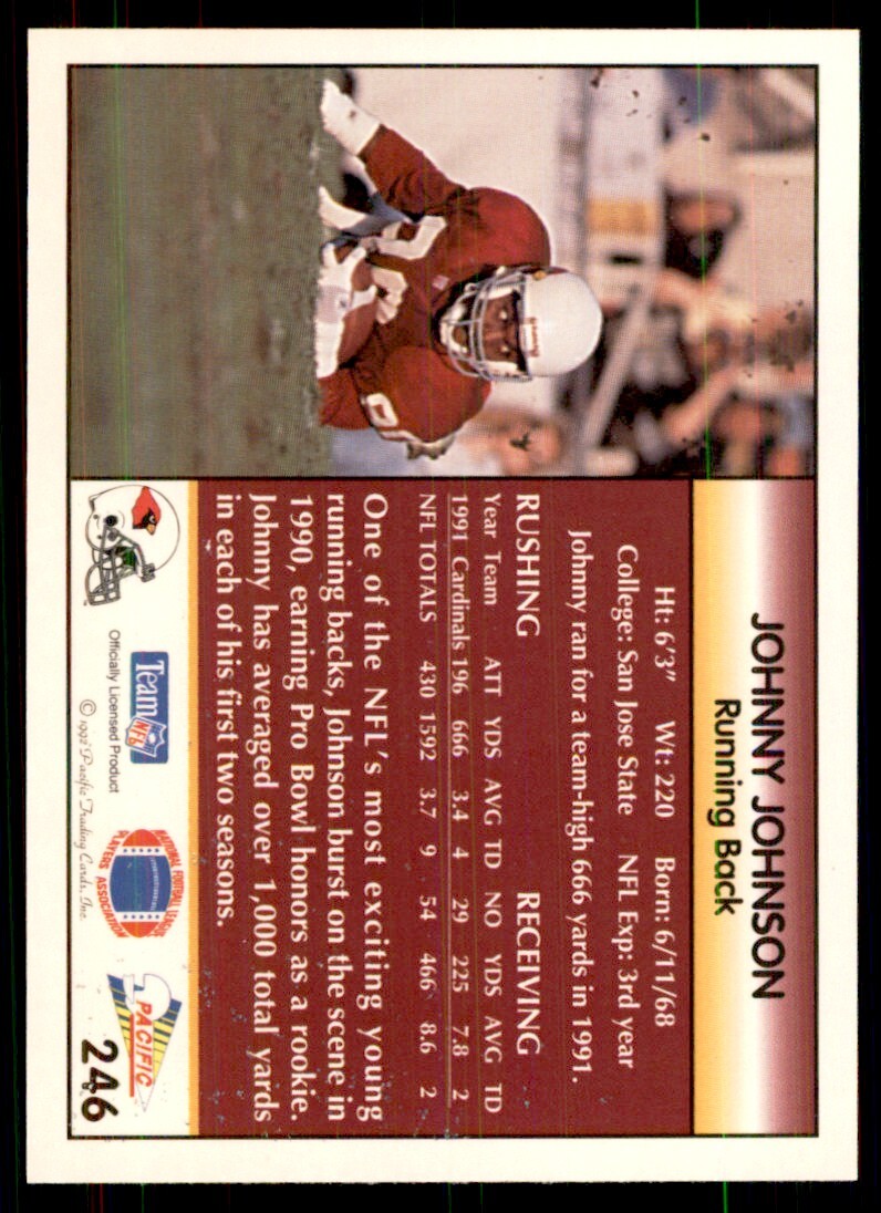 1992 Pacific Johnny Johnson Football Cards #246