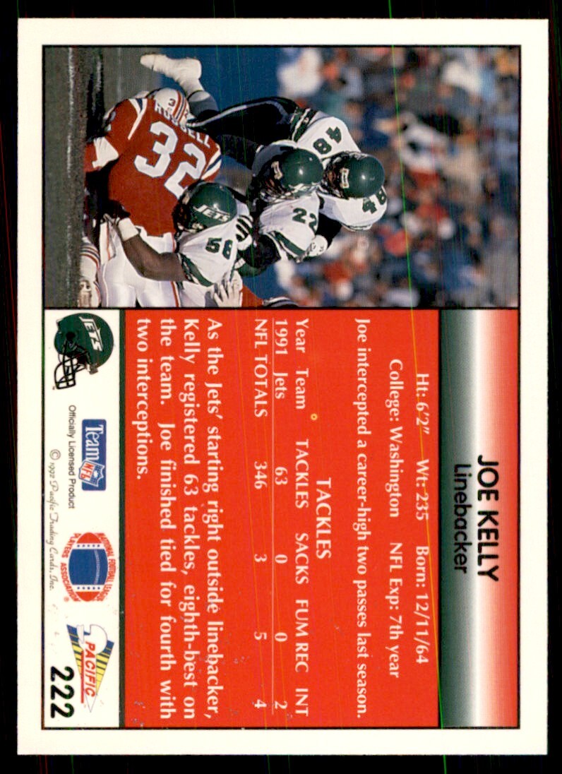 1992 Pacific Joe Kelly Football Cards #222