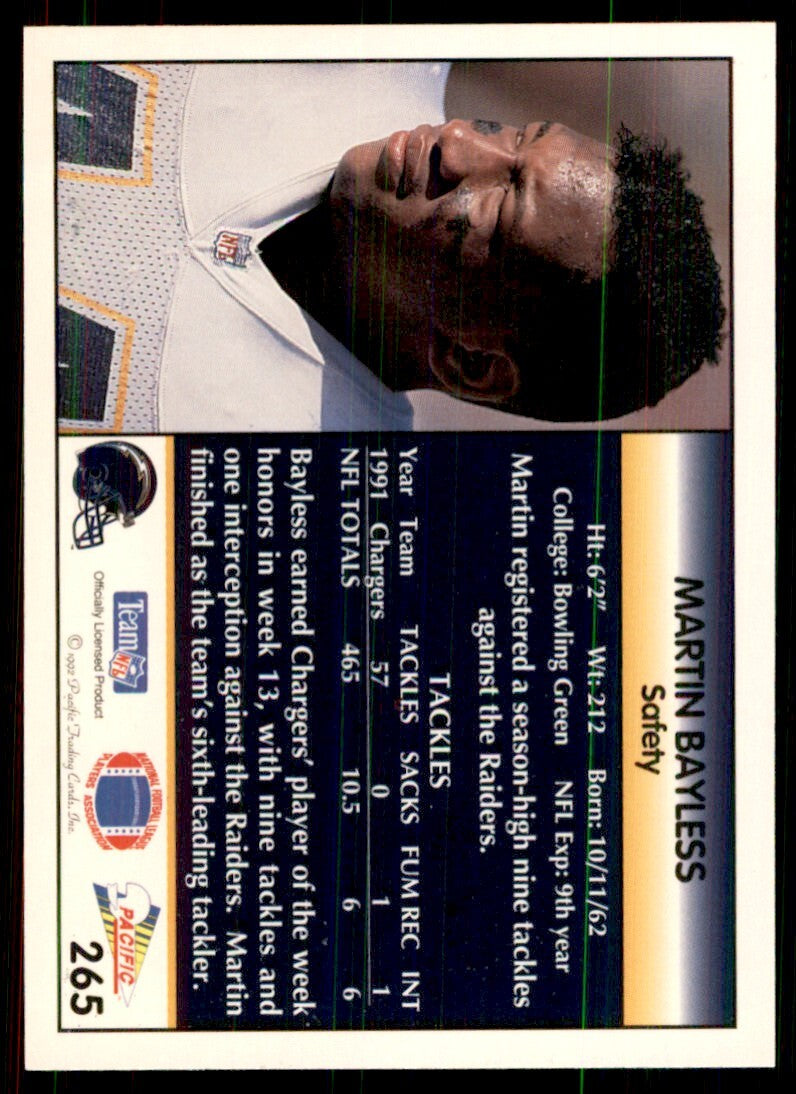 1992 Pacific Martin Bayless Football Cards #265