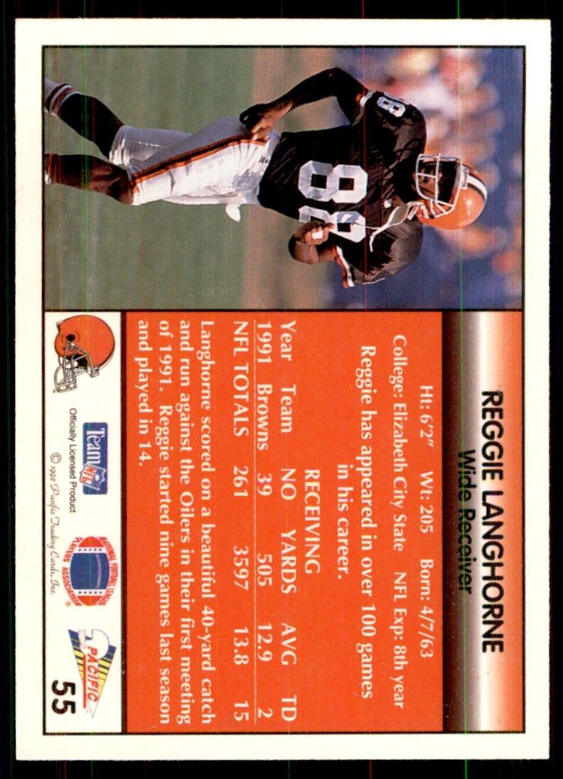 1992 Pacific Reggie Langhorne Football Cards #55