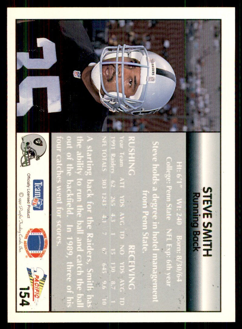 1992 Pacific Steve Smith Football Cards #154